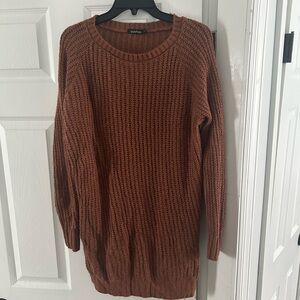 Boohoo Women's Rust Knit Sweater Dress